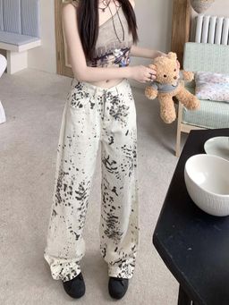 SYKON - Retro High Street Sexy Leopard Print Design Jeans for Women
