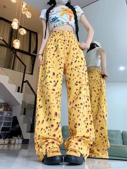 SYKON - Retro Personality Leopard Print Wide-Leg Jeans