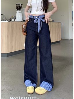 SYKON - High-Waisted Floor-Length Straight Pants