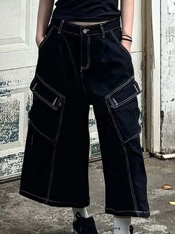 SYKON - Women's Black Cropped Jeans