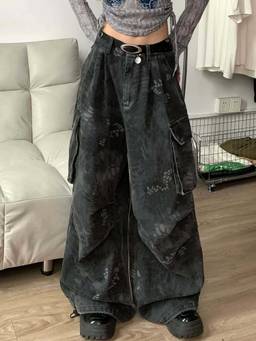 SYKON - Snake Pattern Printed Work Jeans for Women