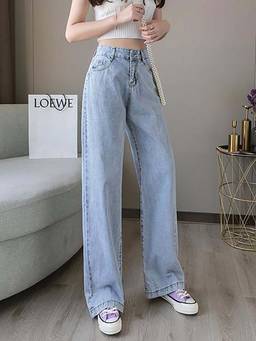 SYKON - High-Waist Slim Loose Straight Jeans for Women