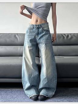 SYKON - High Street Style Curved Jeans for Women