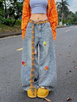 SYKON - Women's Retro High-Waisted Loose-Fitting Wide-Leg
