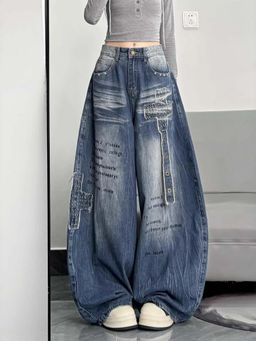 SYKON - High Street Loose Wide-Leg Pants Floor-Length Pants