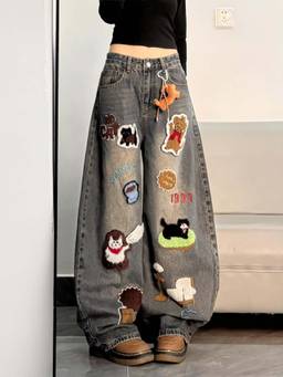 SYKON - Women's Hong Kong Style Trendy Jeans with Pendant