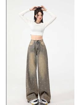 SYKON - Wide-Leg Retro Heavy-Duty Cross Star Loose Fit Washed