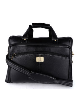 HiLEDER - Pure Leather 15.5" Laptop Messenger Shoulder Office Executive Bag Black
