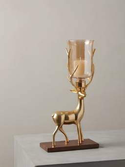 The Home Co - Gold Deer Metal Candle Stand