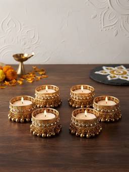 The Home Co - Metal Ghungroo Tea Light Holder (Pack of 6)