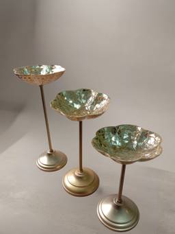 The Home Co - Metal With Mosaic & Enamel Gold Lotus Stick (Pack of 3)