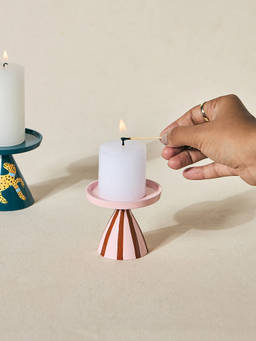 Chumbak - Paradise Stripes Hand-Painted Candle Stand