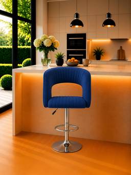 Doe Buck - Dee Swiel Luxury Navy Blue Upholstered Adjustable Bar Stool Chair