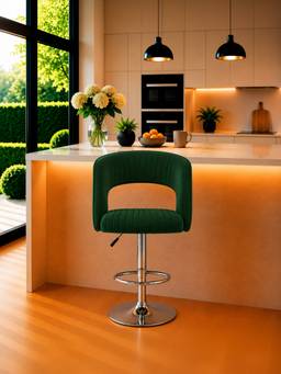 Doe Buck - Dee Swiel Luxury Green Upholstered Adjustable Bar Stool Chair