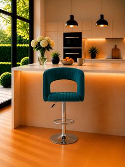 Doe Buck - Dee Swiel Luxury Teal Upholstered Adjustable Bar Stool Chair