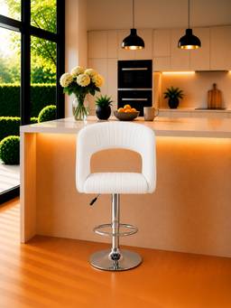 Doe Buck - Dee Swiel Luxury White Upholstered Adjustable Bar Stool Chair