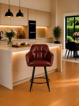 Doe Buck - Cayden Luxury Brown Faux Leather Counter Height Bar Stool