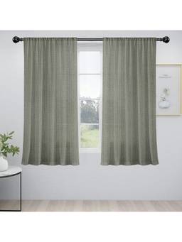 Cortina - Grey Rod Pocket Linen Sheer Window Curtain (Pack of 2)