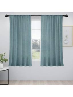 Cortina - Grey Rod Pocket Linen Sheer Window Curtain (Pack of 2)