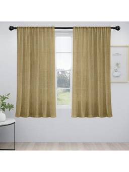 Cortina - Beige Rod Pocket Linen Sheer Window Curtain (Pack of 2)
