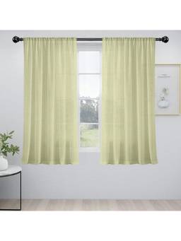 Cortina - Yellow Rod Pocket Linen Sheer Window Curtain (Pack of 2)