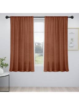 Cortina - Brown Rod Pocket Linen Sheer Window Curtain (Pack of 2)