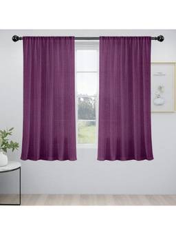 Cortina - Purple Rod Pocket Linen Sheer Window Curtain (Pack of 2)