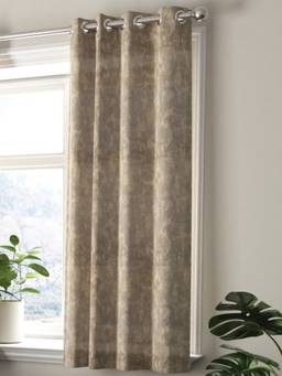 BIANCA - Brown Jacquard Blackout Eyelet Window Curtain
