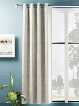 BIANCA - Beige Jacquard Blackout Eyelet Window Curtain