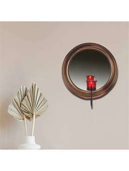 Voncasa - Glass Copper Wall Mirror T- Lite Holder