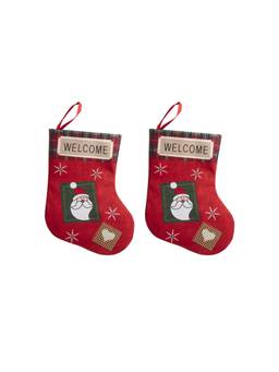 Voncasa - Fabric Red Stockings (Pack of 2)