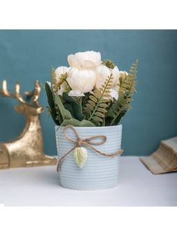 Voncasa - Polyester Blue Flower With Pot