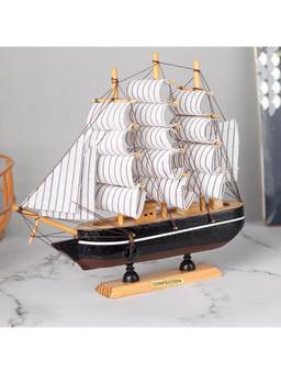 Voncasa - Wooden Black Colour Decorative Boat