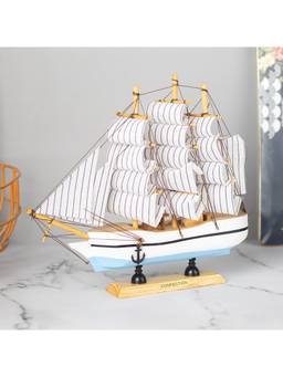 Voncasa - Wooden White Colour Decorative Boat