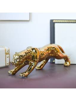 Voncasa - Ceramic Golden Colour Decorative Leopard