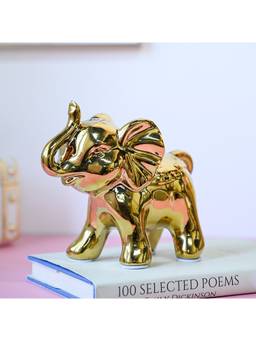 Voncasa - Ceramic Golden Colour Decorative Elephant