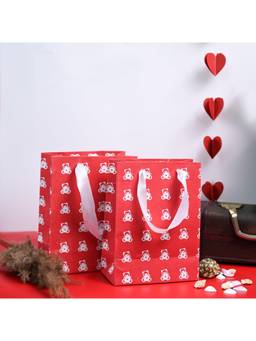Voncasa - Paper Red Gift Bag (Pack of 2)