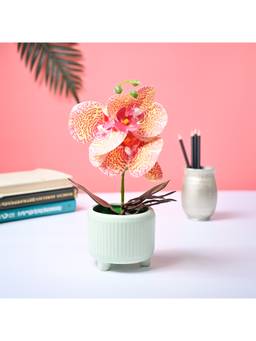 Voncasa - Polyester Green Artificial Flower With Pot