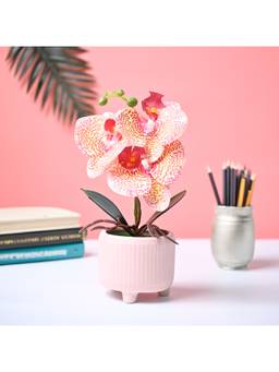 Voncasa - Polyester Pink Artificial Flower With Pot