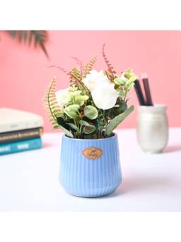 Voncasa - Polyester Blue Flower With Pot