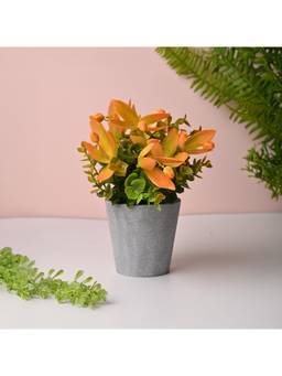 Voncasa - Plastic Orange Artificial Flower With Pot