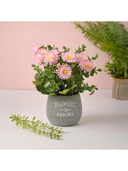 Voncasa - Plastic Pink Artificial Flower With Pot