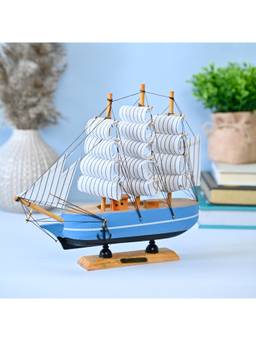 Voncasa - Wooden Blue Colour Decorative Boat