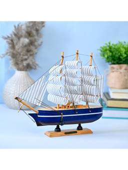 Voncasa - Wooden Blue Colour Decorative Boat