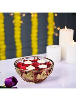 Voncasa - Iron Golden Colour Glass Bowl With Stand