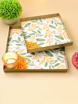 Voncasa - Iron Golden Square Tray (Pack of 2)