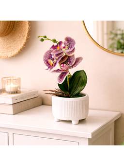 Voncasa - Polyester Pink Artificial Flower With Pot