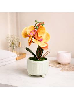 Voncasa - Polyester Green Artificial Flower With Pot