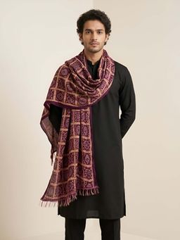 MUFFLY - Men Purple Gharchola Printed Crush Dupatta