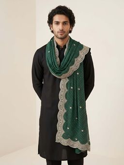 MUFFLY - Men Green Elegant Georgette Lehriya Dupatta